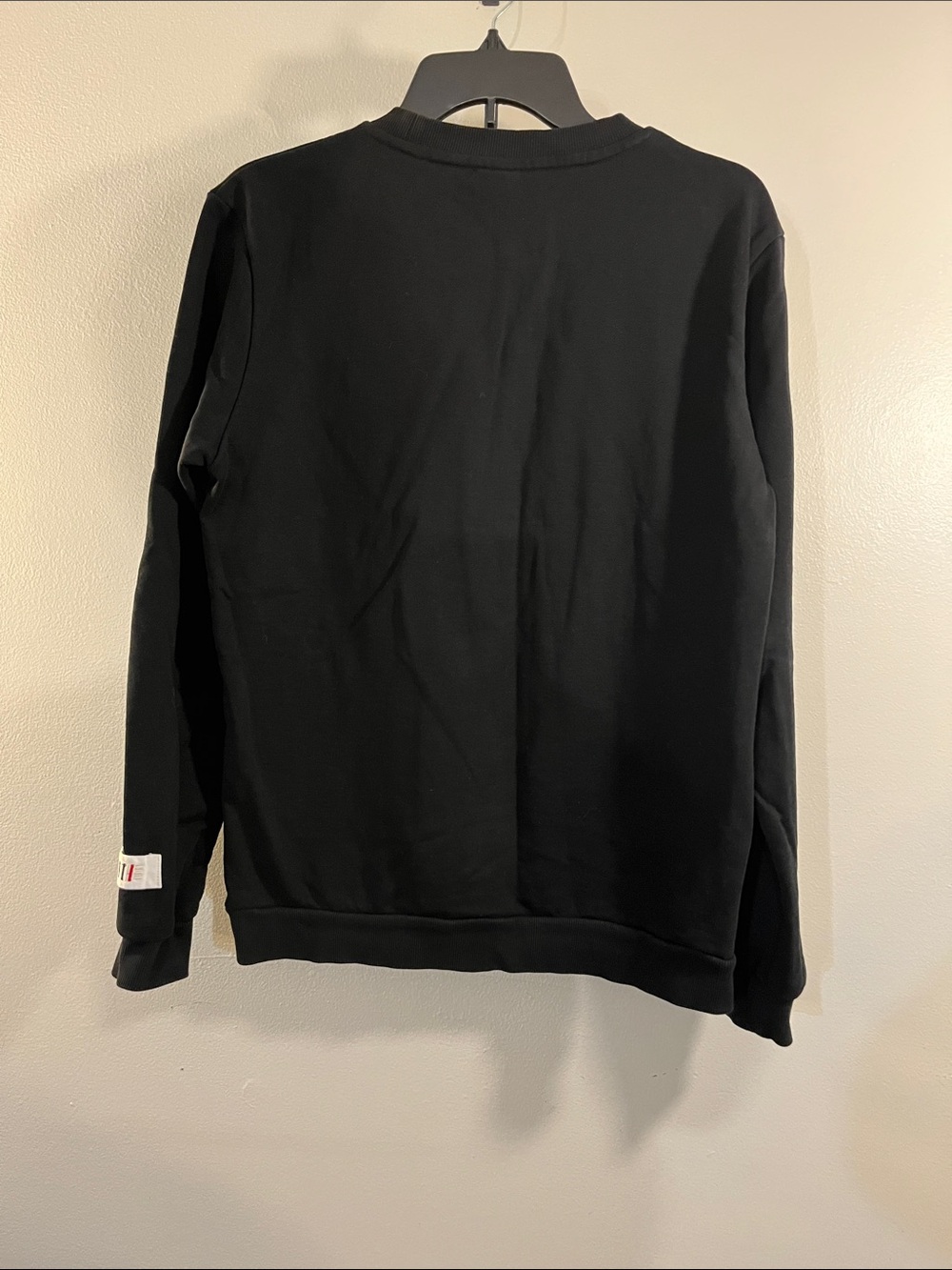 Men's Black Crewneck Sweatshirt with Monochrome Graphic - Picture 2 of 4